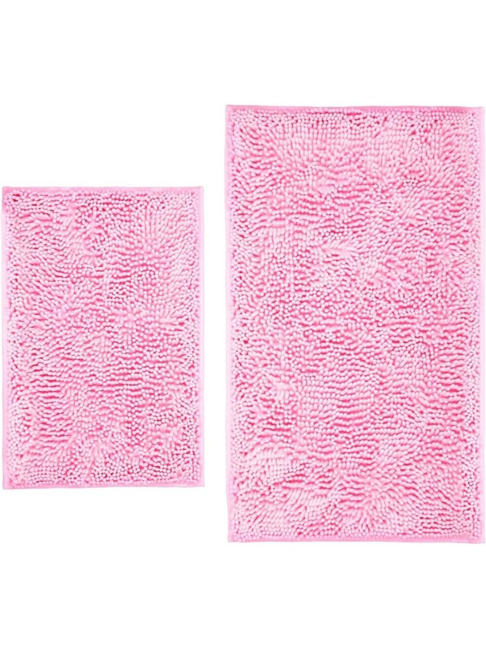 Super Absorbent Luxury Shaggy Chenille Bath Mats Set - Pink Bathroom Rugs 17x24